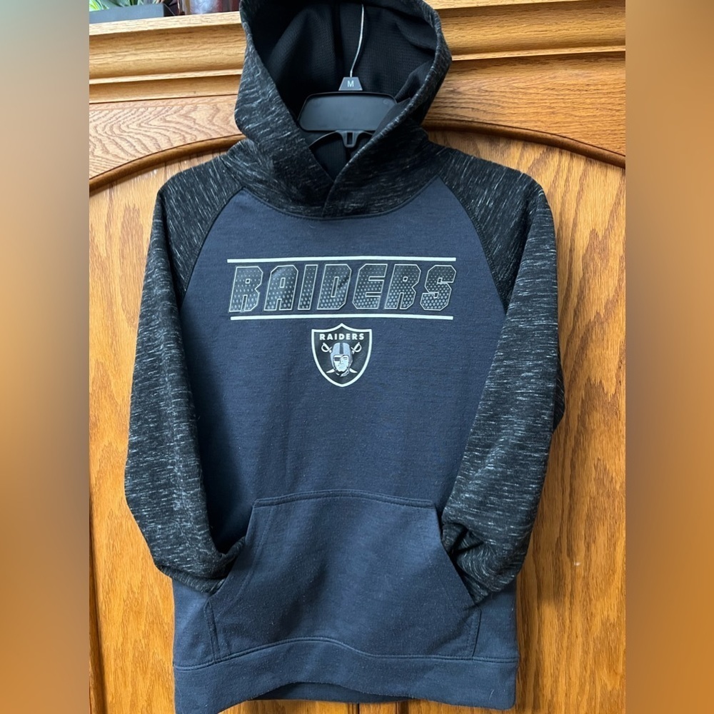 Youth Sz 10/12 Raiders NFL Hooded Sweatshirt